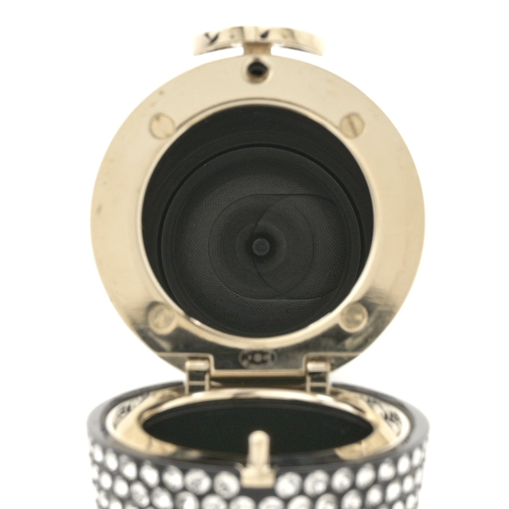 Chanel Metal Resin Lambskin Crystal Lipstick Case Long Necklace On Chain Silver Black Gold