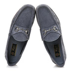 Gucci Luxury Suede Guccissima Mens Horsebit Mocassin Loafers 9.5 Foggy Grey