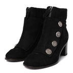 Chanel Suede Calfskin Knit Button Ankle Boots 36.5 Black