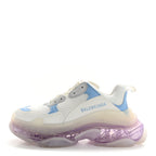 Balenciaga Fabric Mesh Clear Sole Womens Triple S Sneakers 36 Light Blue Grey Lilac White