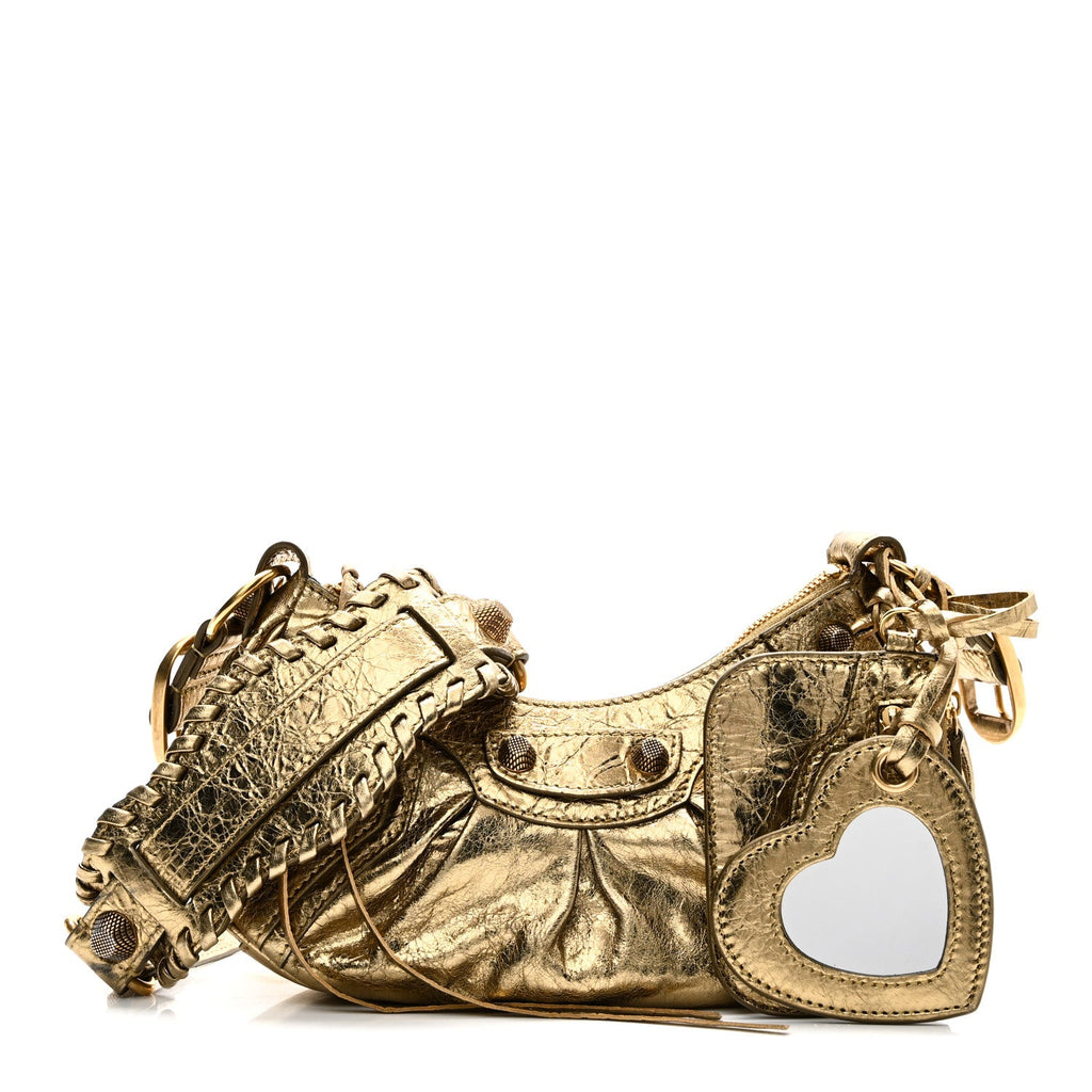 Balenciaga Metallic Agneau Arena Le Cagole Shoulder Bag XS Gold