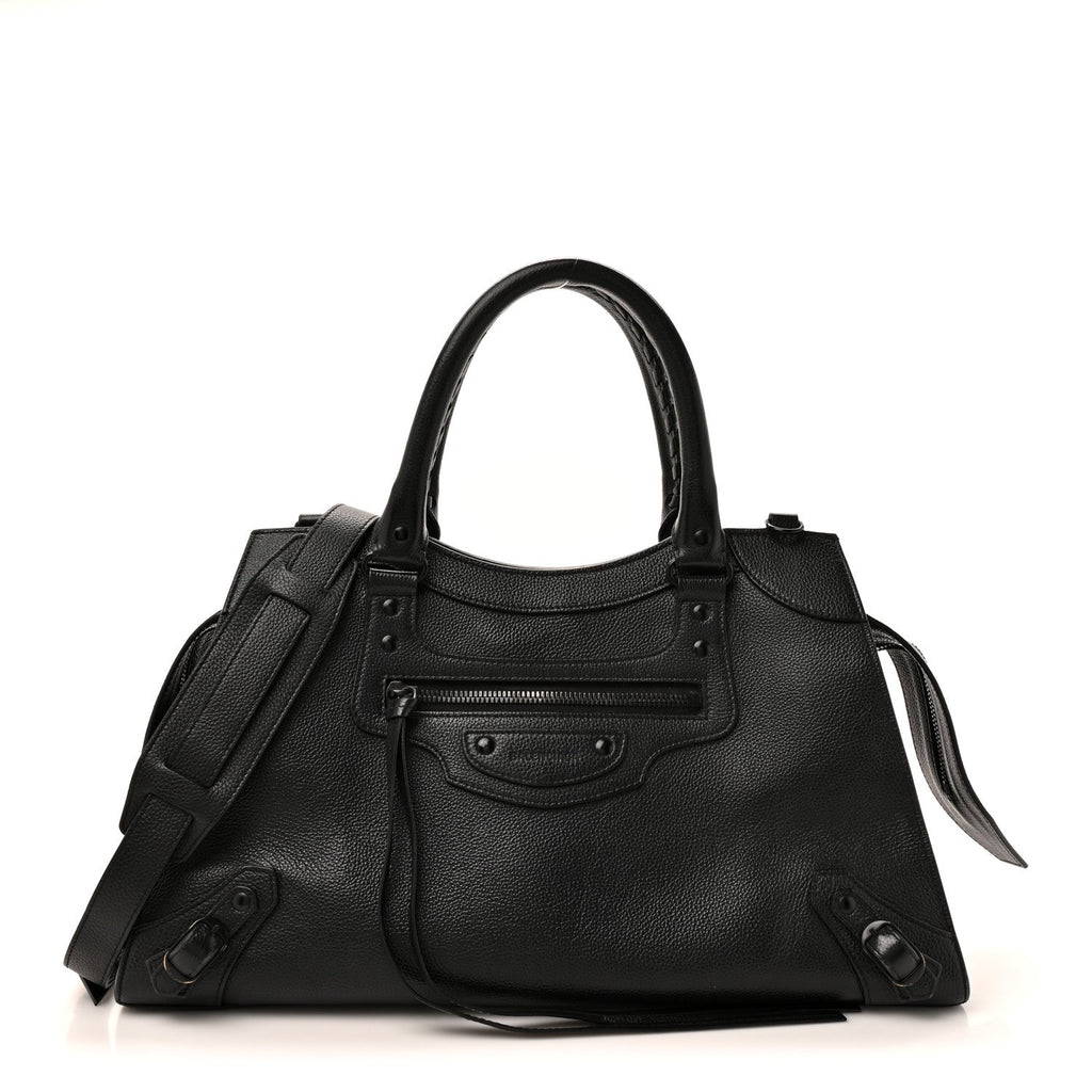Balenciaga Grained Calfskin Neo Classic Black Hardware Medium City Black