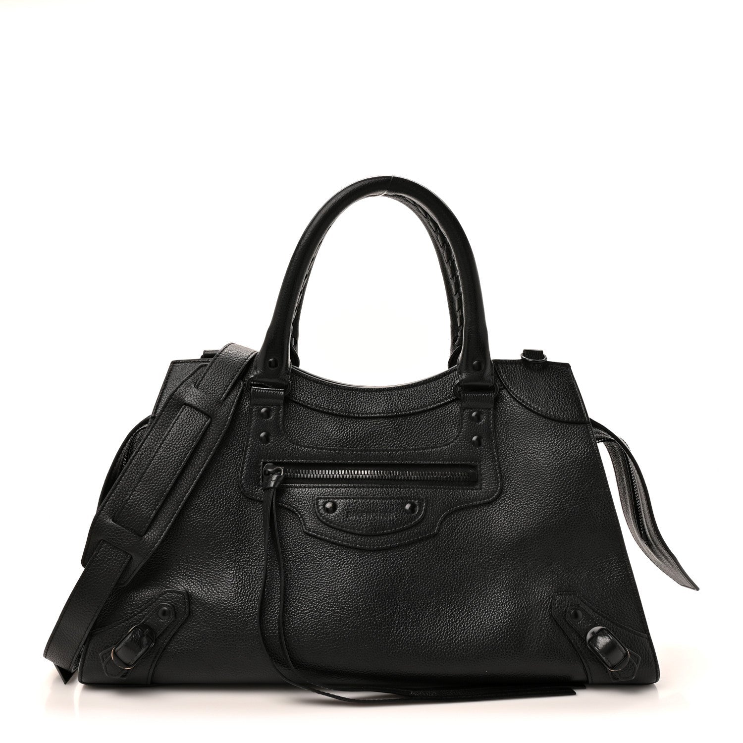 Balenciaga Grained Calfskin Neo Classic Black Hardware Medium City Black