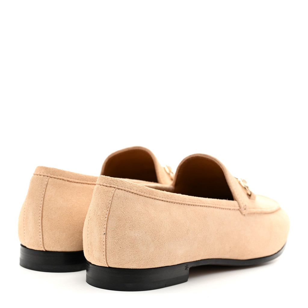 Gucci Suede Horsebit Womens Jordaan Loafers 39 Pink Sand