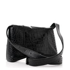 Balenciaga Extra Supple Calfskin Crocodile Embossed Monochrome XS Downtown Shoulder Bag Black