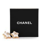 Chanel Pearl Crystal CC Star Earrings Gold