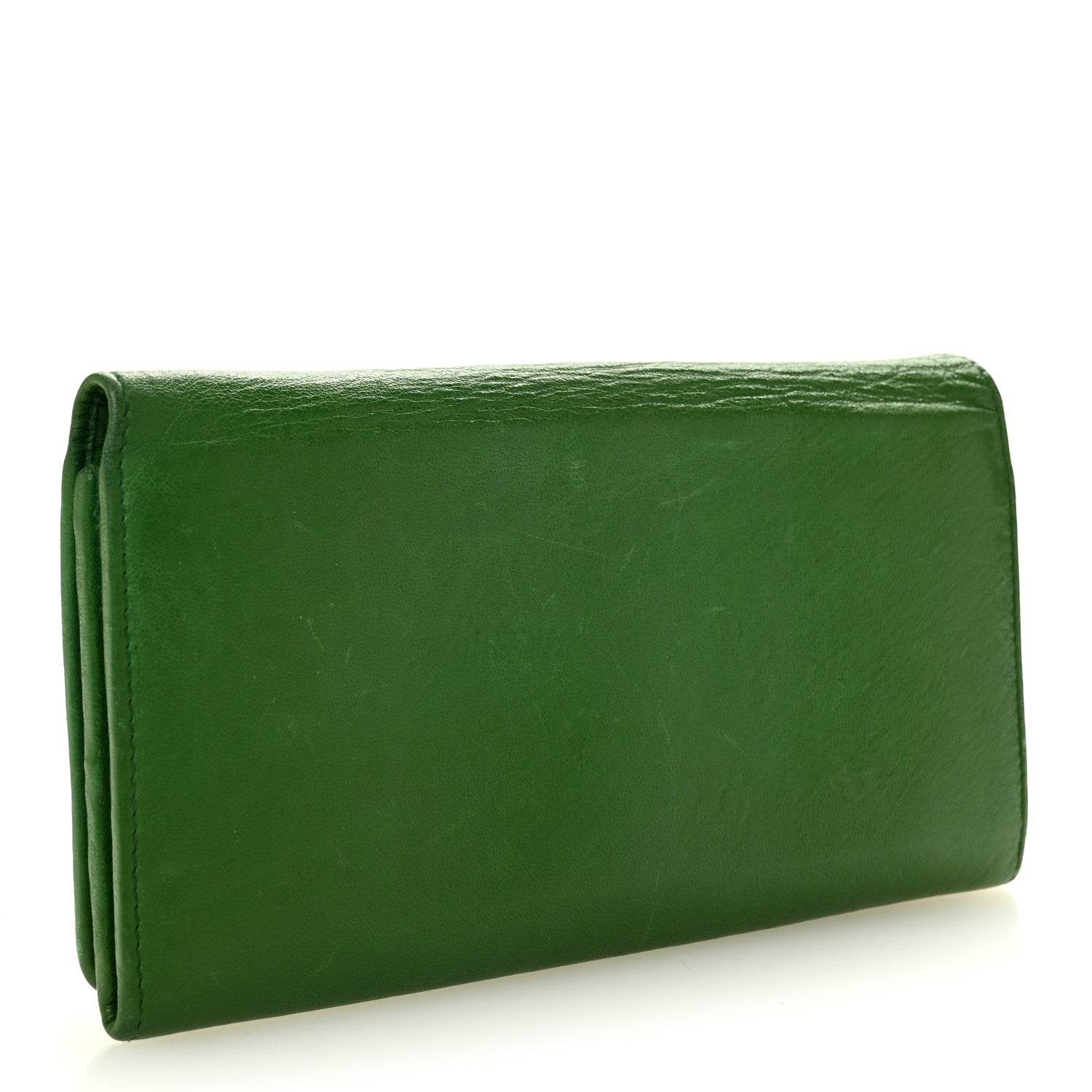 Balenciaga Agneau Classic Hardware Money Wallet Vert Poker