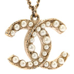 Chanel Pearl CC Pendant Necklace Light Gold