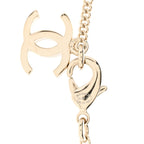 Chanel Pearl Crystal CC Deer Long Necklace Gold Green