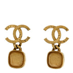 Chanel Metal Natural Stones CC Drop Earrings Gold