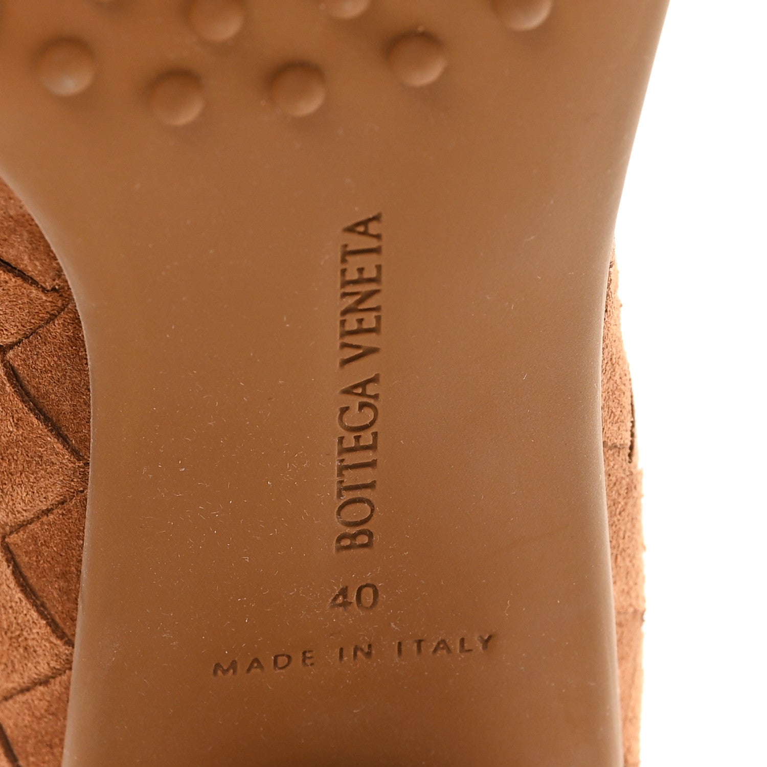 Bottega Veneta Suede Intrecciato Atomic Mid Heel Ankle 40 Caramel