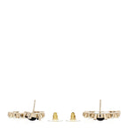 Chanel Resin Crystal Pearl CC Drop Earrings Black Gold