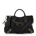 Balenciaga Chevre Gold Metallic Edge Hardware City Black