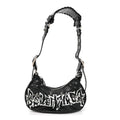 Balenciaga Agneau Arena Lunar New Year Graffiti Logo Le Cagole Shoulder Bag XS Black