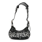 Balenciaga Agneau Arena Lunar New Year Graffiti Logo Le Cagole Shoulder Bag XS Black