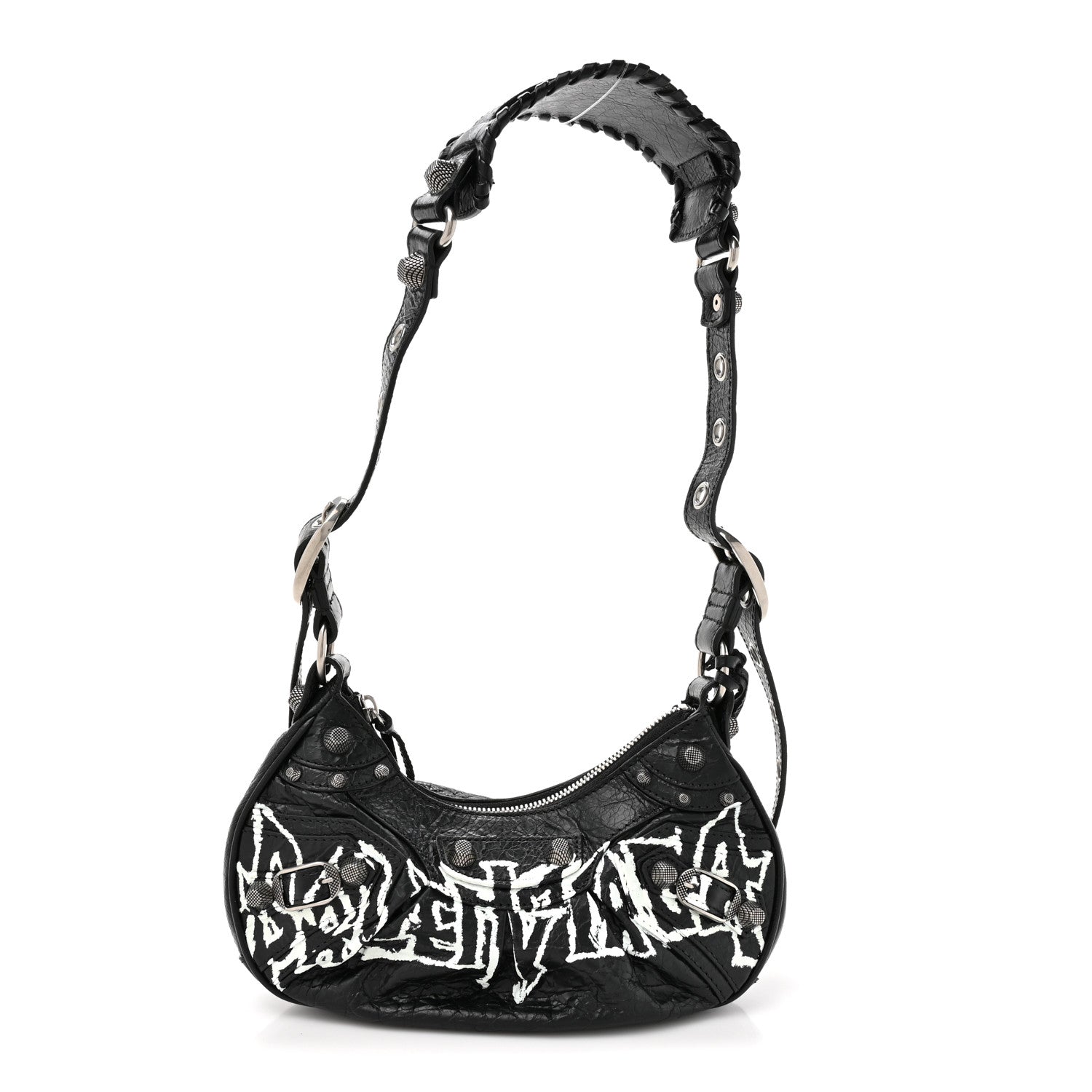 Balenciaga Agneau Arena Lunar New Year Graffiti Logo Le Cagole Shoulder Bag XS Black