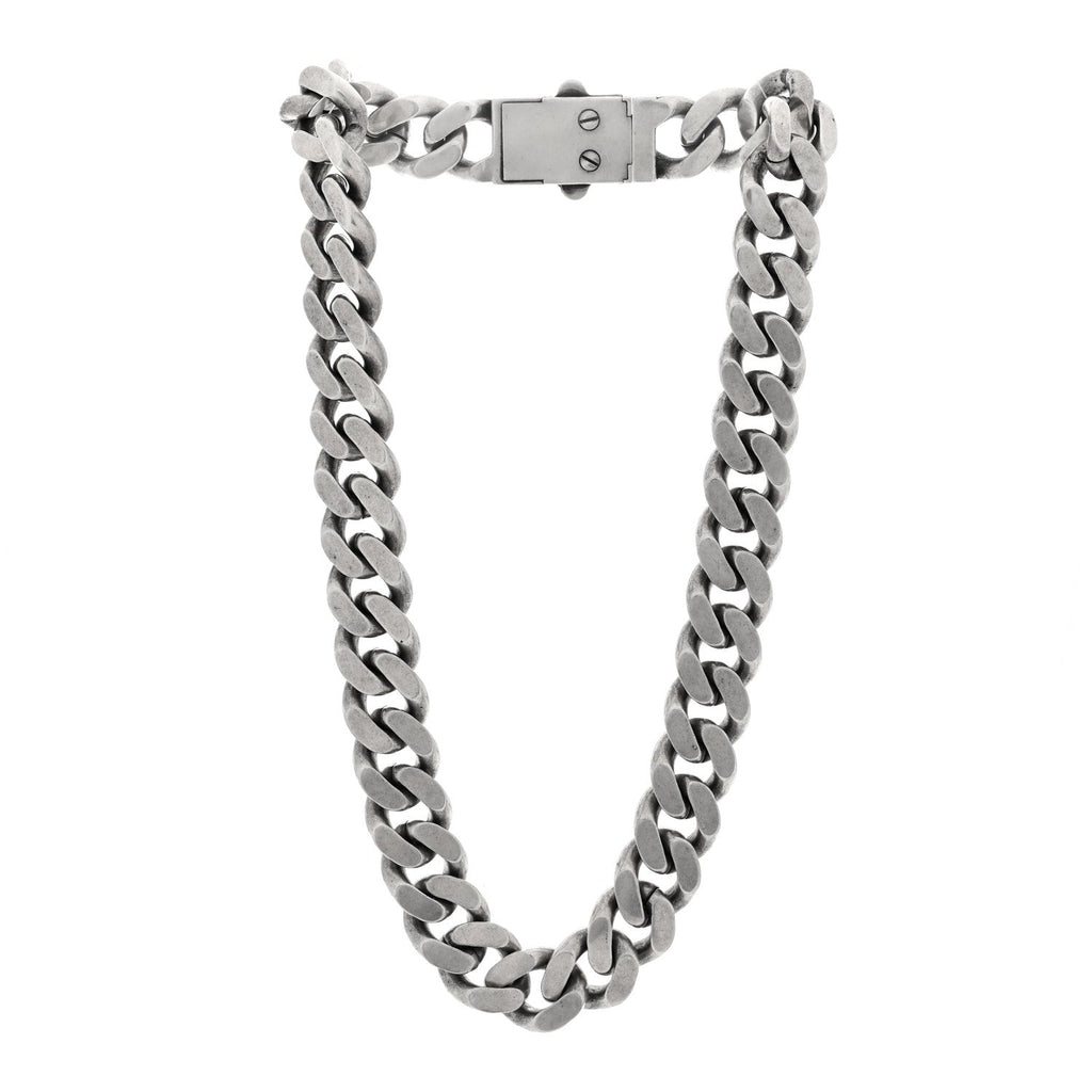 Saint Laurent Metal Curb Chain Necklace Oxidized Silver