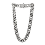 Saint Laurent Metal Curb Chain Necklace Oxidized Silver