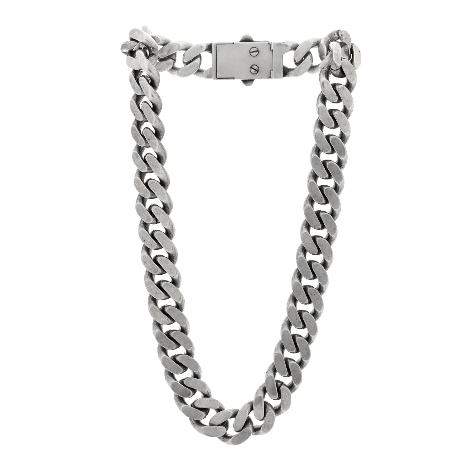 Saint Laurent Metal Curb Chain Necklace Oxidized Silver