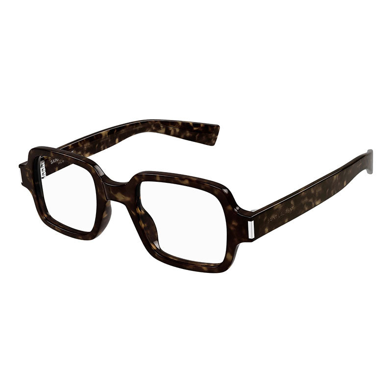 Saint Laurent Eyeglasses Square Full Rim, Dark Havana Frame and Clear Demo Lens Lens SL720OPT002