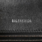 Balenciaga Matte Calfskin Snake Embossed Tonal B Small Hourglass Top Handle Bag Black