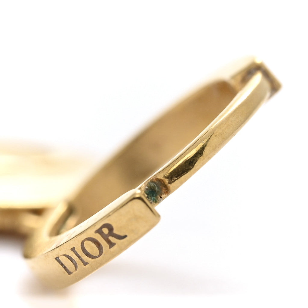 Christian Dior Metal CD Earrings Aged Gold