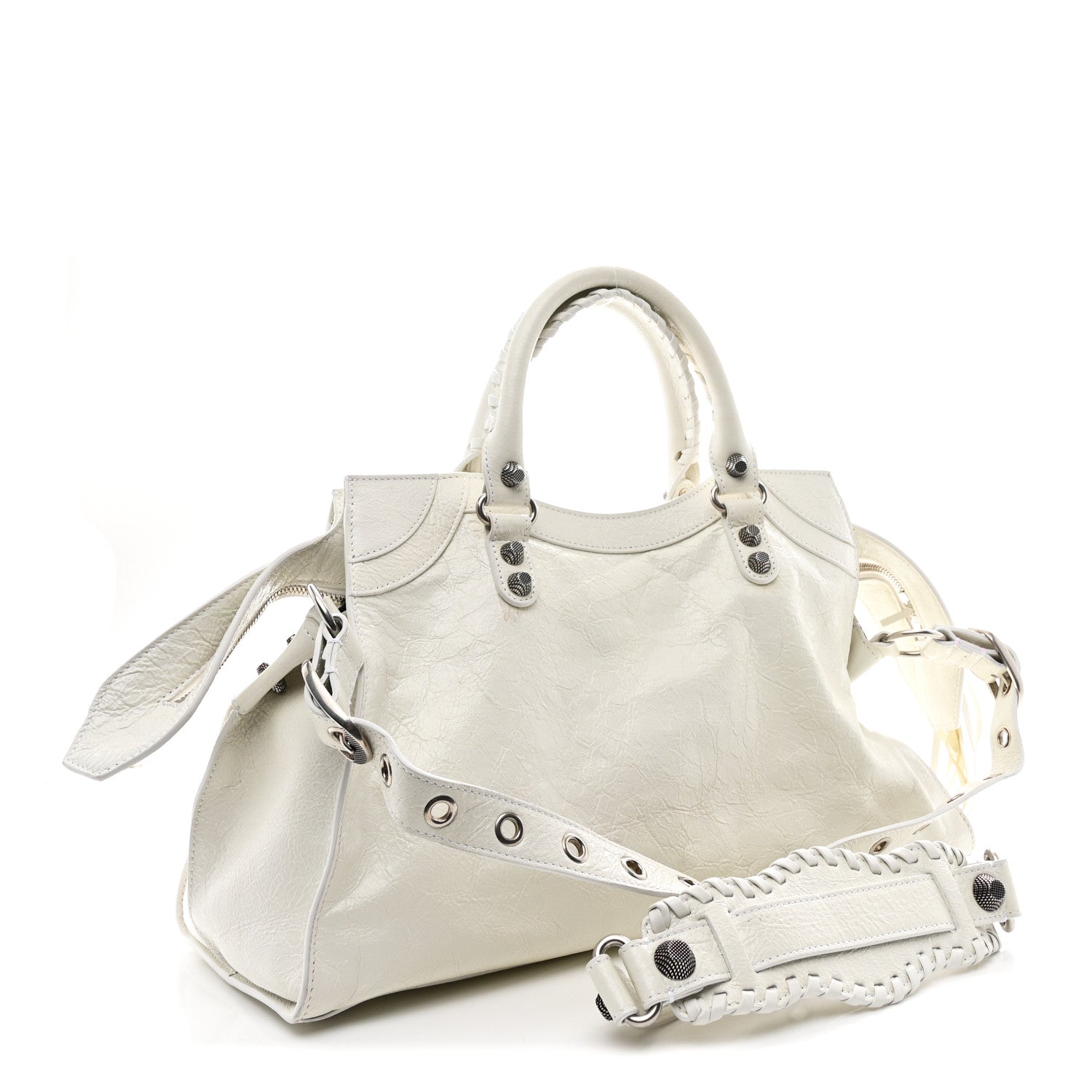 Balenciaga Agneau Arena Neo Cagole City Handbag Optic White
