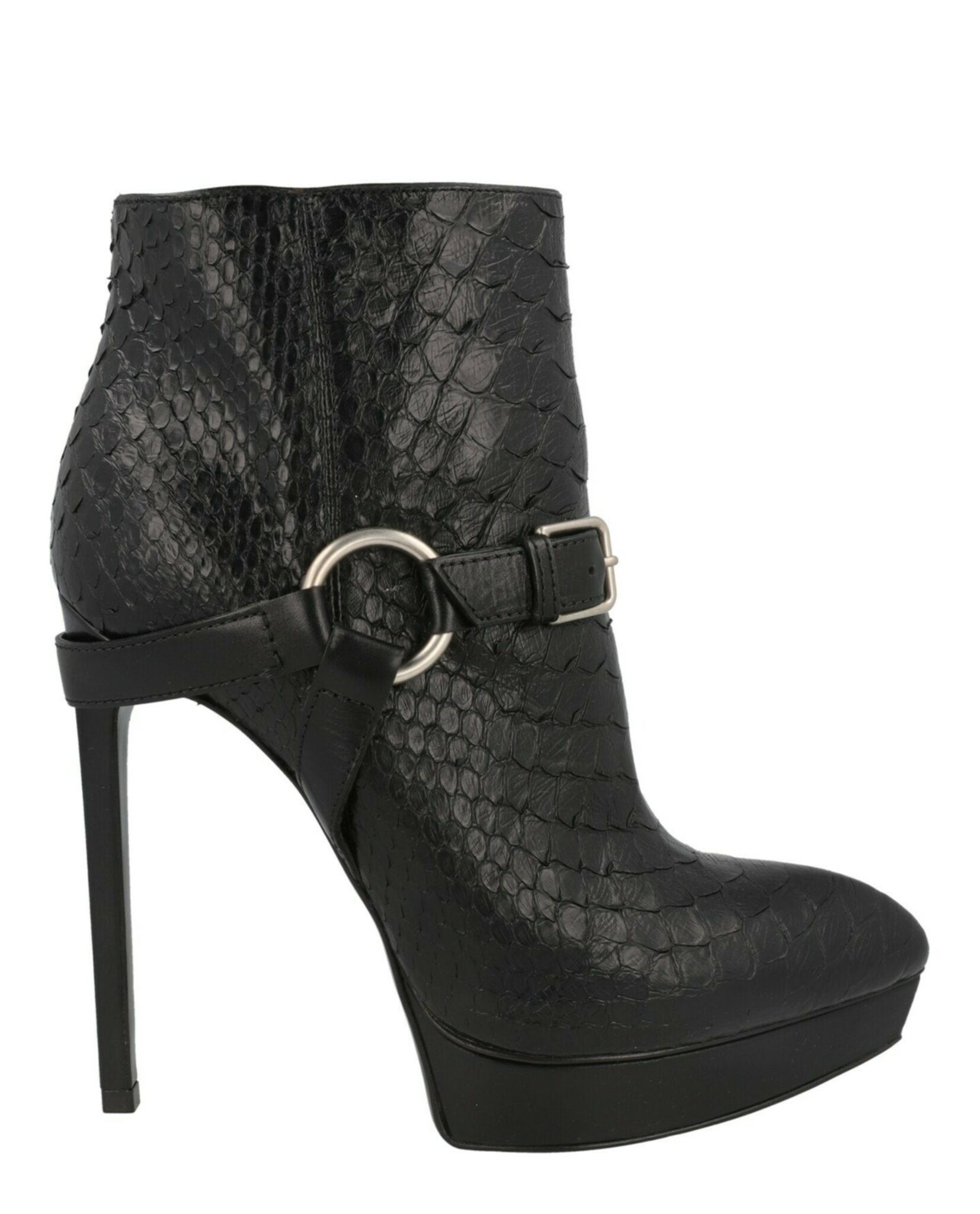 Saint Laurent Womens Janis Python Ankle Boots