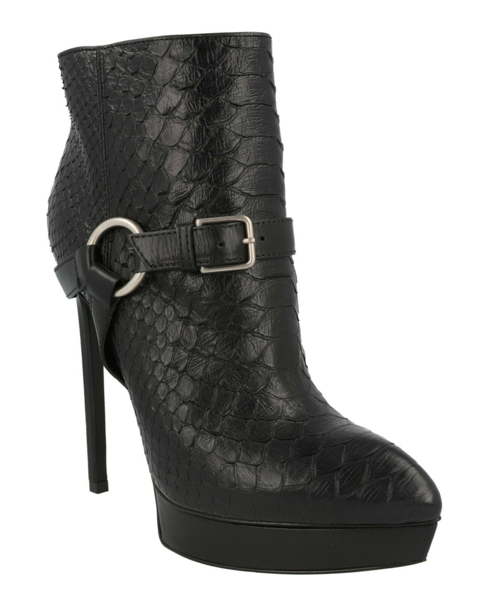 Saint Laurent Womens Janis Python Ankle Boots