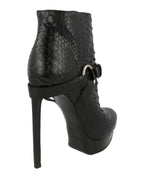 Saint Laurent Womens Janis Python Ankle Boots