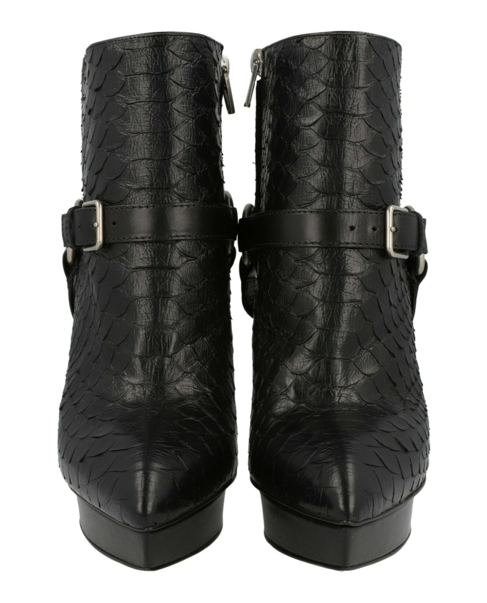 Saint Laurent Womens Janis Python Ankle Boots
