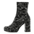 Chanel Calfskin Camellia Printed Ankle Boots 38 Black White
