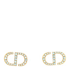 Christian Dior Crystal CD Earrings Blue Gold