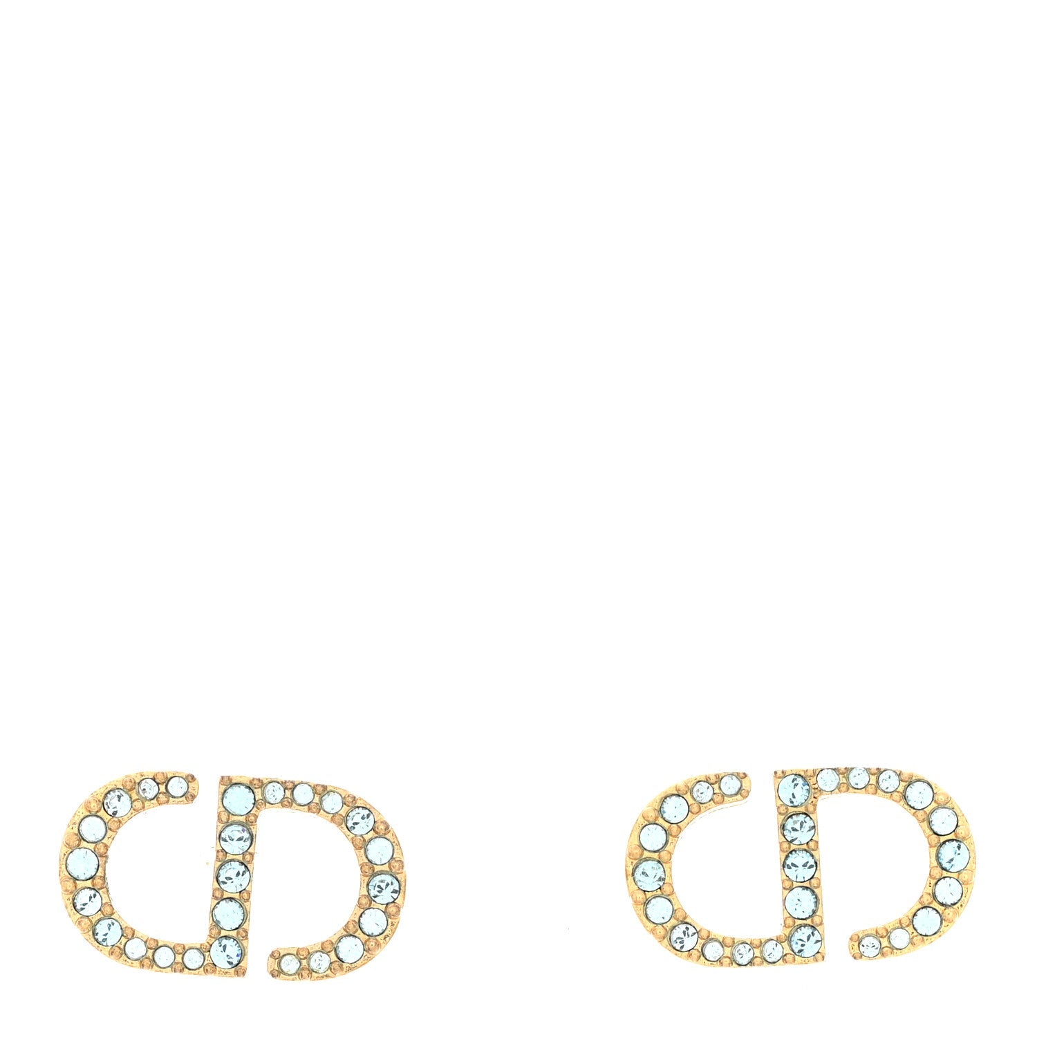 Christian Dior Crystal CD Earrings Blue Gold