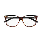 Saint Laurent Eyeglasses Square Full Rim, Black/Havana Frame and Clear Demo Lens Lens SL599OPT001