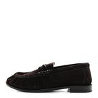 Saint Laurent Suede Le Loafer 15 Penny Slippers 37.5 Dark Chocolate