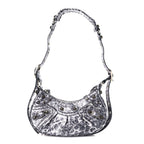 Balenciaga Metallic Agneau Arena Leopard Le Cagole Shoulder Bag XS Dark Grey