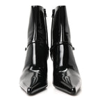 Saint Laurent Patent Vendome Buckle Ankle Booties 37 Black