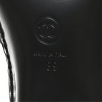 Chanel Shiny Calfskin Logo Loafers 38 Black