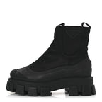 Prada Re-Nylon Gabardine Rubber Triangle Logo Womens Monolith 55mm Ankle Boots 38 Black
