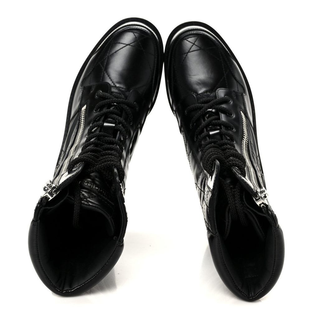Christian Dior Calfskin Cannage D-Leader Ankle Boots 37.5 Black