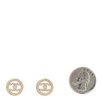 Chanel Crystal CC Round Earrings Gold