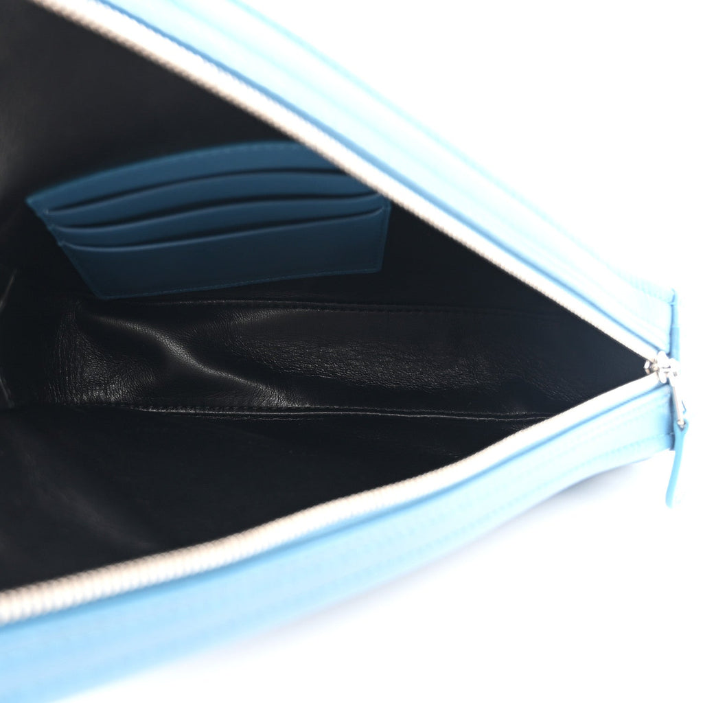 Balenciaga Calfskin M Triangle Pouch Bleu Persan