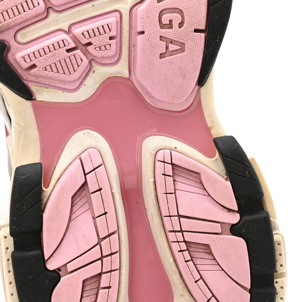 Balenciaga Mesh Nubuck Effect Fabric LED Womens Track Sneakers 38 Grey Pink Black
