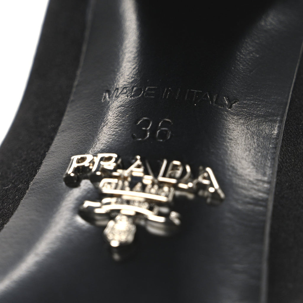 Prada Satin Block Heel Pump 36 Black