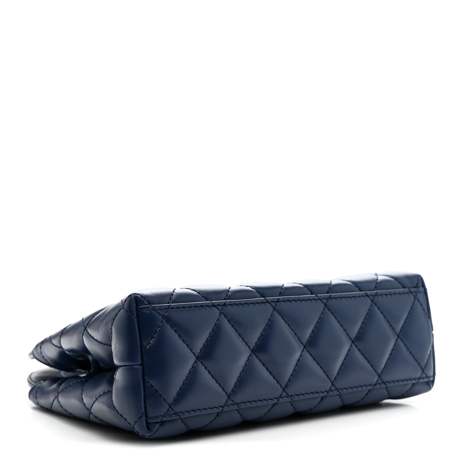 Chanel Shiny Aged Calfskin Quilted Nano Kelly Shopper Dark Blue