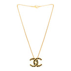 Chanel Resin Along The Nile CC Pendant Necklace Gold Black