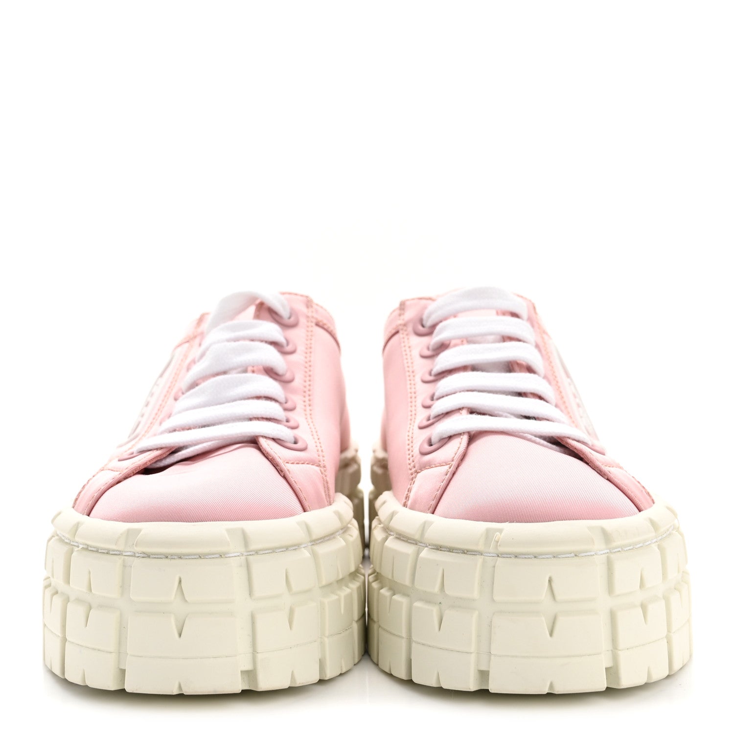 Prada Re-Nylon Gabardine Triangle Logo Double Wheel 50mm Sneakers 38 Alabastro