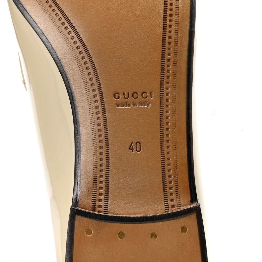 Gucci Patent Womens Jordaan Loafers 40 Mystic White