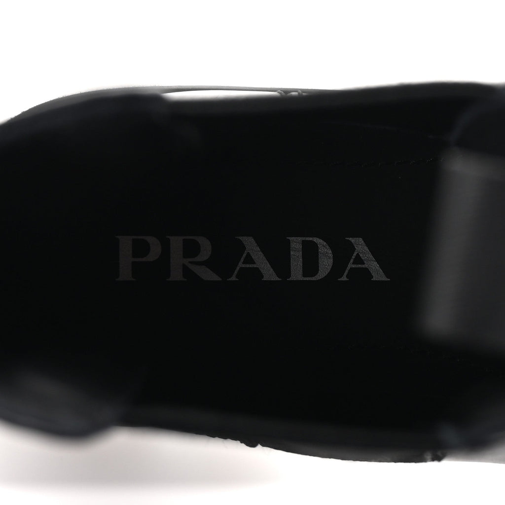 Prada Spazzolato Rois Triangle Monolith Chelsea 55mm Boots 35.5 Black